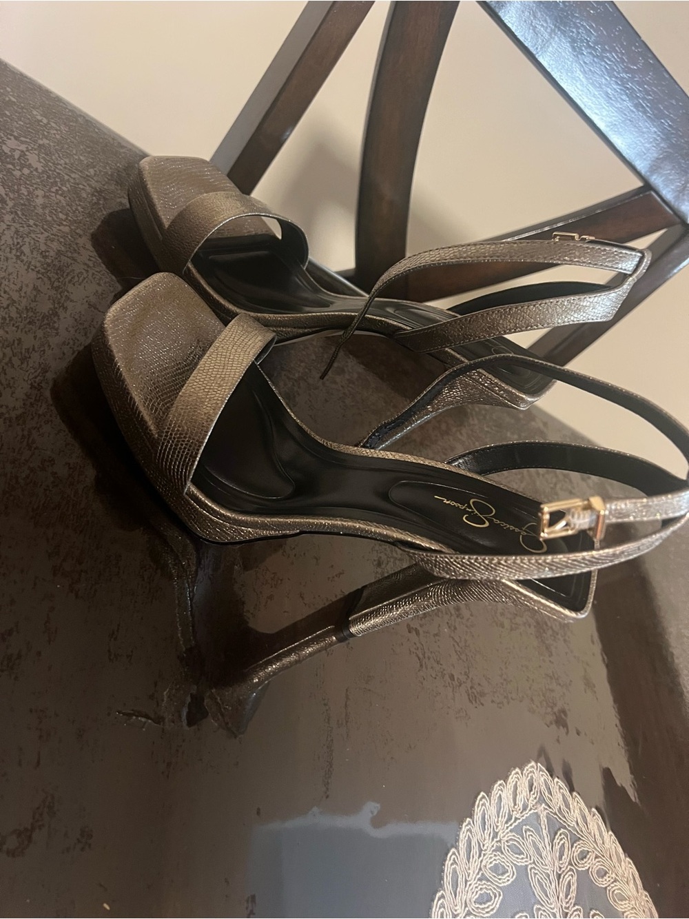 Jessica Simpson Bronze Metallic Slingback Heels